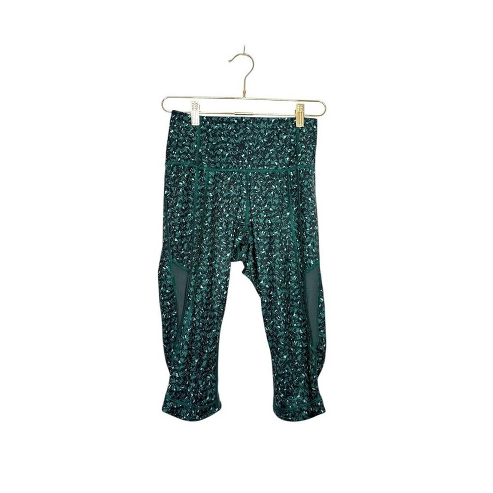 Lululemon Drop It Like It's Hot‎ Crop Leggings Mountain Peaks Black Teal Women 6